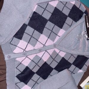 Fashion Nova long sleeve Argyle Cardigan Sweater